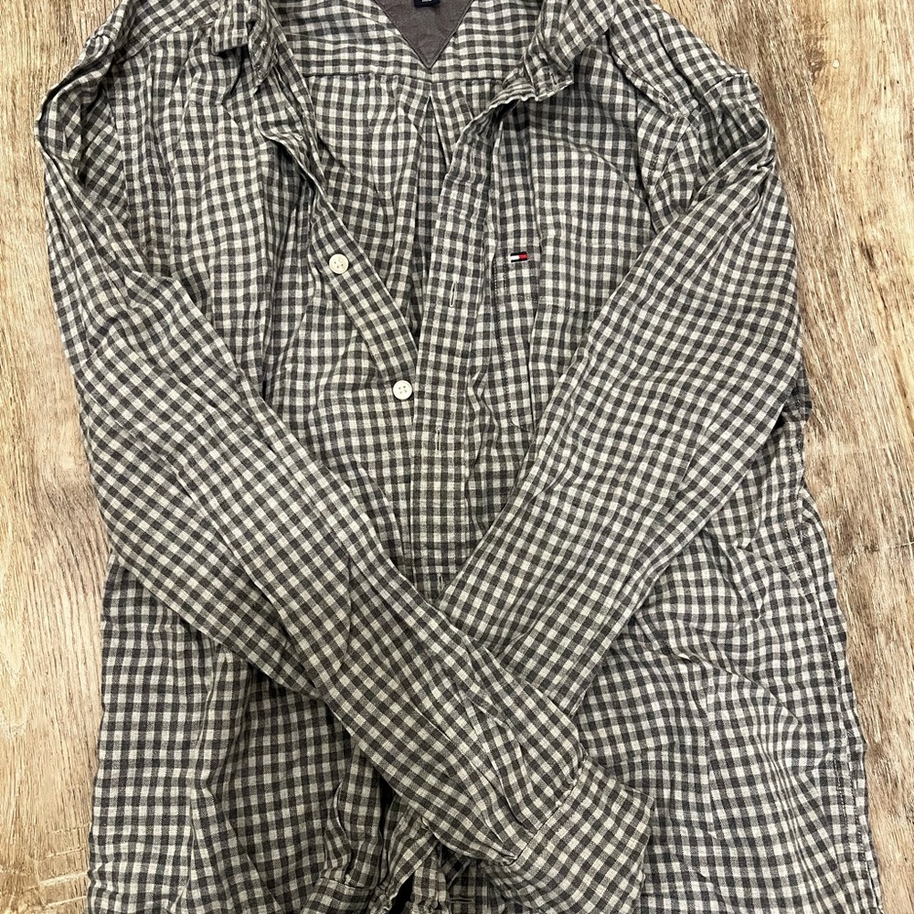 Tommy Hilfiger Men's Black and White Checkered Shirt